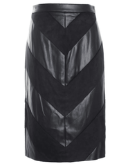 L'Agence Erma Patchwork Chevron Midi Skirt