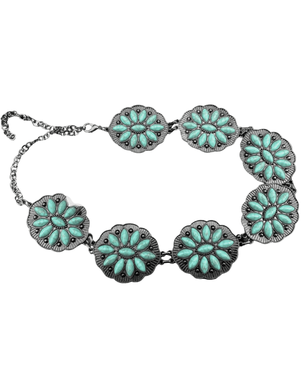 Austin Blaze Turquoise Concho Coin Chain Belt-XS