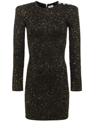 L'Agence Cherry Long Sleeve Sequin Mini Dress