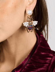 Fleur de Camélia Bee Pearl Wing Honeybee Earring