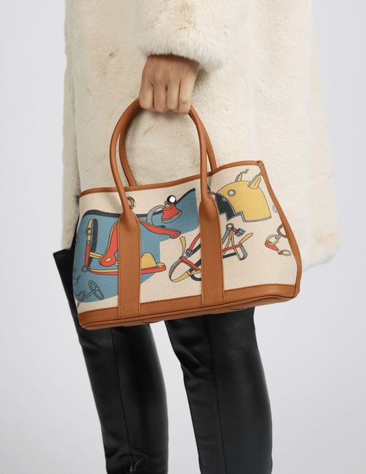 Austin Blaze - Austin Blaze Small Printed Linen Leather Tote - Buy Online
