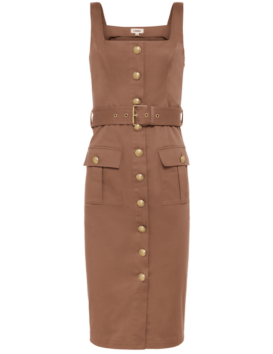 L'Agence Idy Button Front Midi Dress