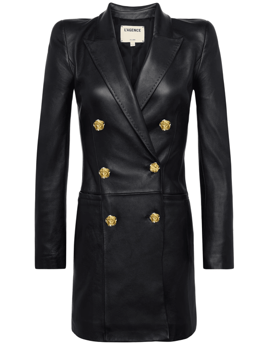 PRE-ORDER-L'Agence Tora Leather Tux Blazer Mini Dress