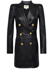 PRE-ORDER-L'Agence Tora Leather Tux Blazer Mini Dress