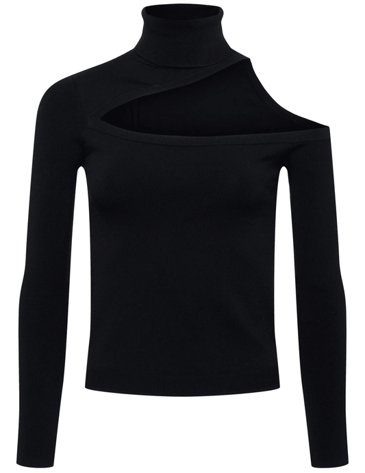 L'Agence Azia Cut-Out Knit Turtleneck Top