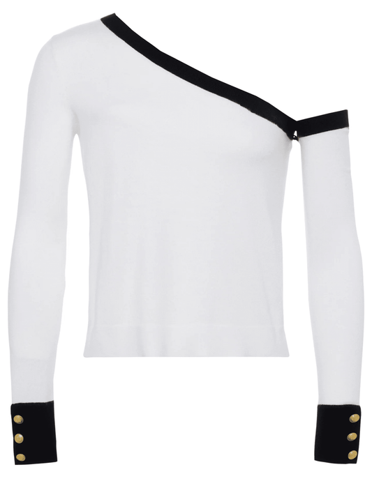 PRE-ORDER-L'Agence Maeva One Shoulder Color-block Pullover Sweater