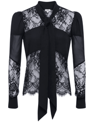 PRE-ORDER-L'Agence Emmalina Tie Neck Mix Blouse