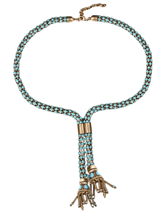 Austin Blaze Woven Turquoise Tassel Necklace