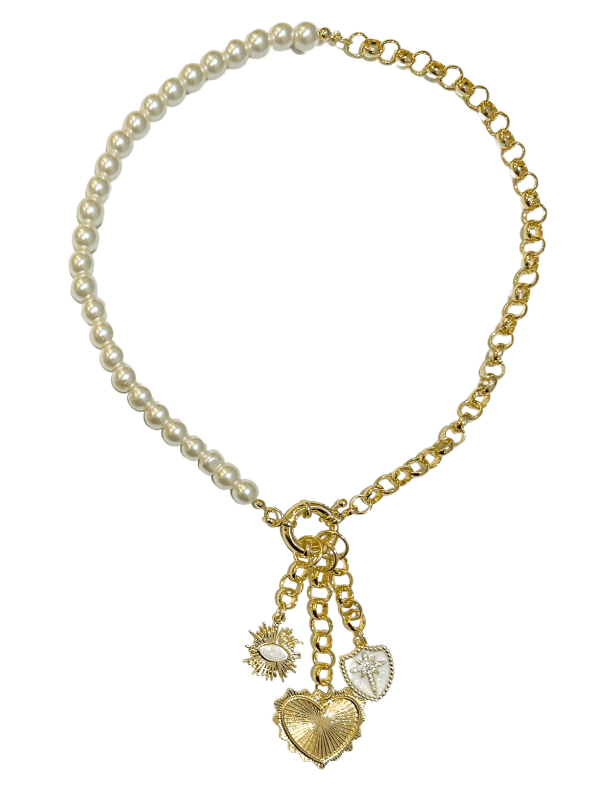 Fleur de Camélia Chain and Pearl Charm Necklace