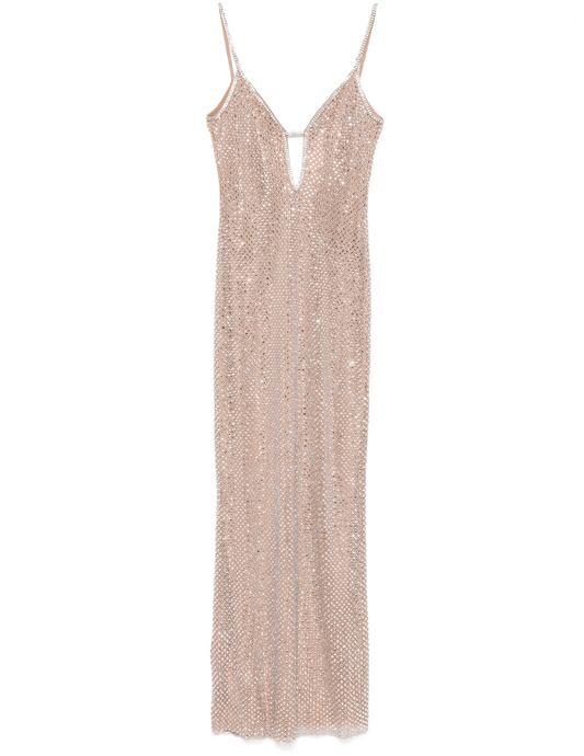 Self-Portrait Rhinestone Fishnet Maxi Dress