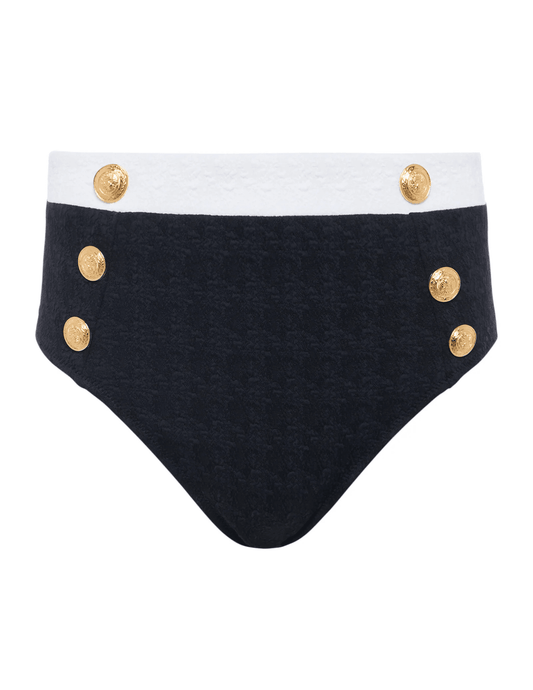 L'Agence Vanessa Color-Block High Waisted Bikini Bottom