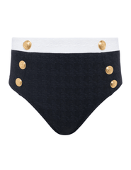 L'Agence Vanessa Color-Block High Waisted Bikini Bottom