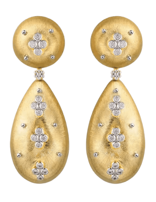 Fleur de Camélia Embellished Textured Dangle Earrings