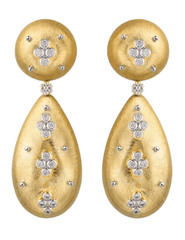 Fleur de Camélia Embellished Textured Dangle Earrings