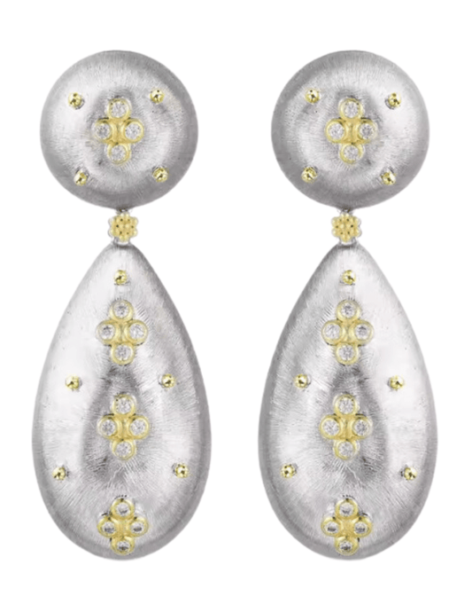 Fleur de Camélia Embellished Textured Dangle Earrings