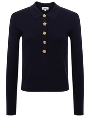 L'Agence Sterling Collared Embellished Sweater