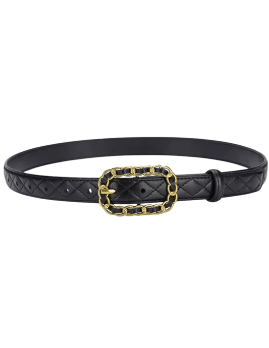 Fleur de Camélia Quilted Leather Chain Buckle Belt