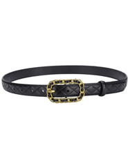 Fleur de Camélia Quilted Leather Chain Buckle Belt