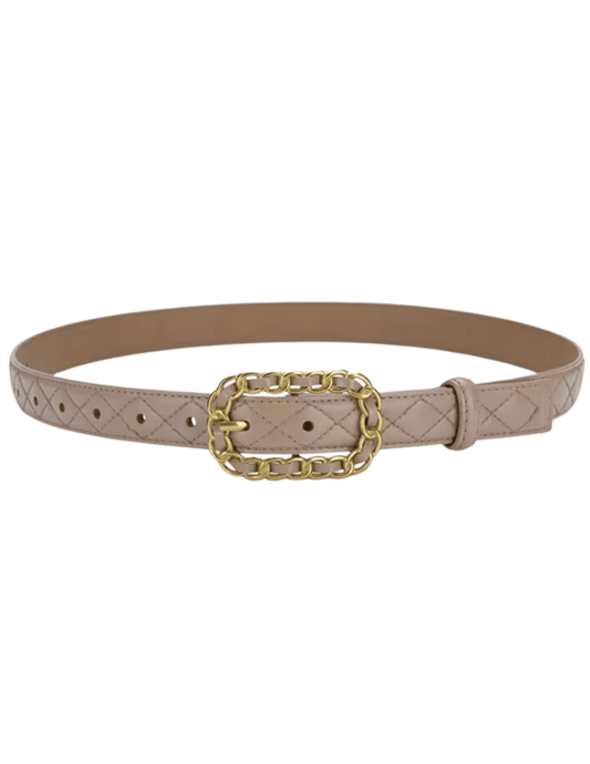 Fleur de Camélia Quilted Leather Chain Buckle Belt