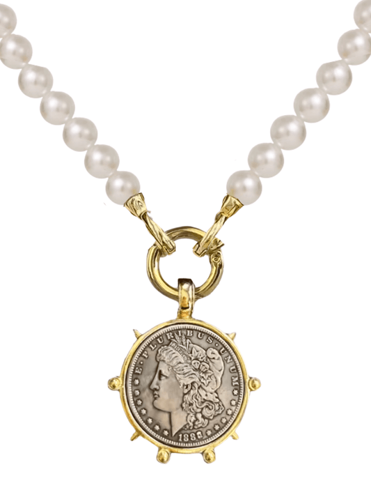 Fleur de Camélia 1880 Dollar Pearl Statement Necklace