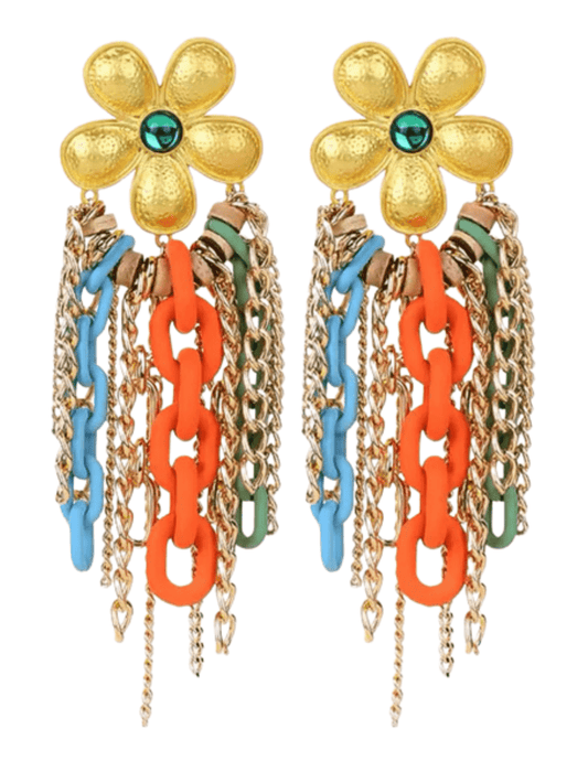 St. Barths La Robe Flower Chain Tassel Earring