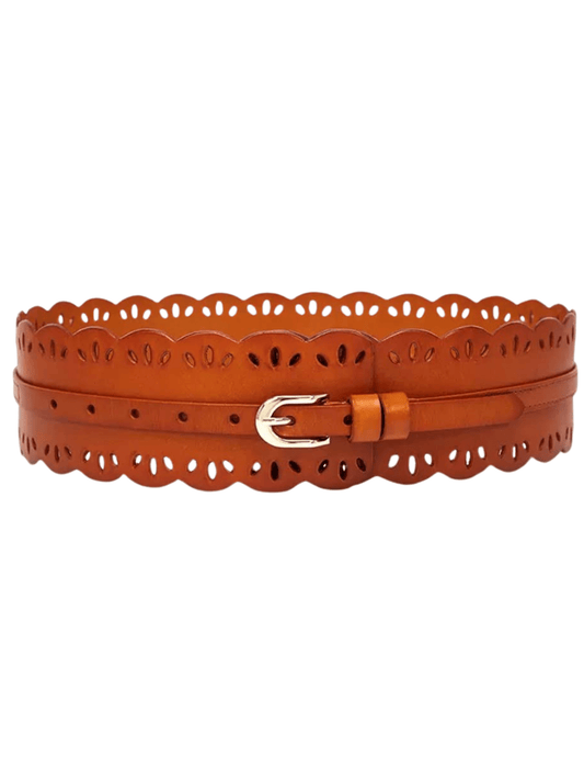 St. Barths La Robe Leather Laser-cut Waist Belt