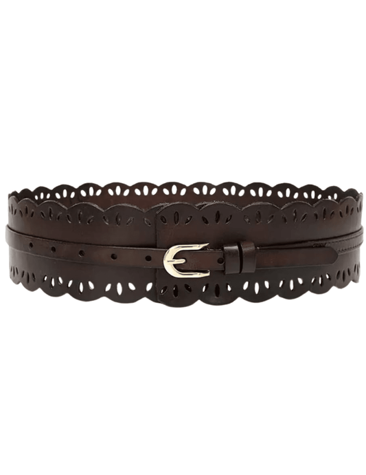 St. Barths La Robe Leather Laser-cut Waist Belt