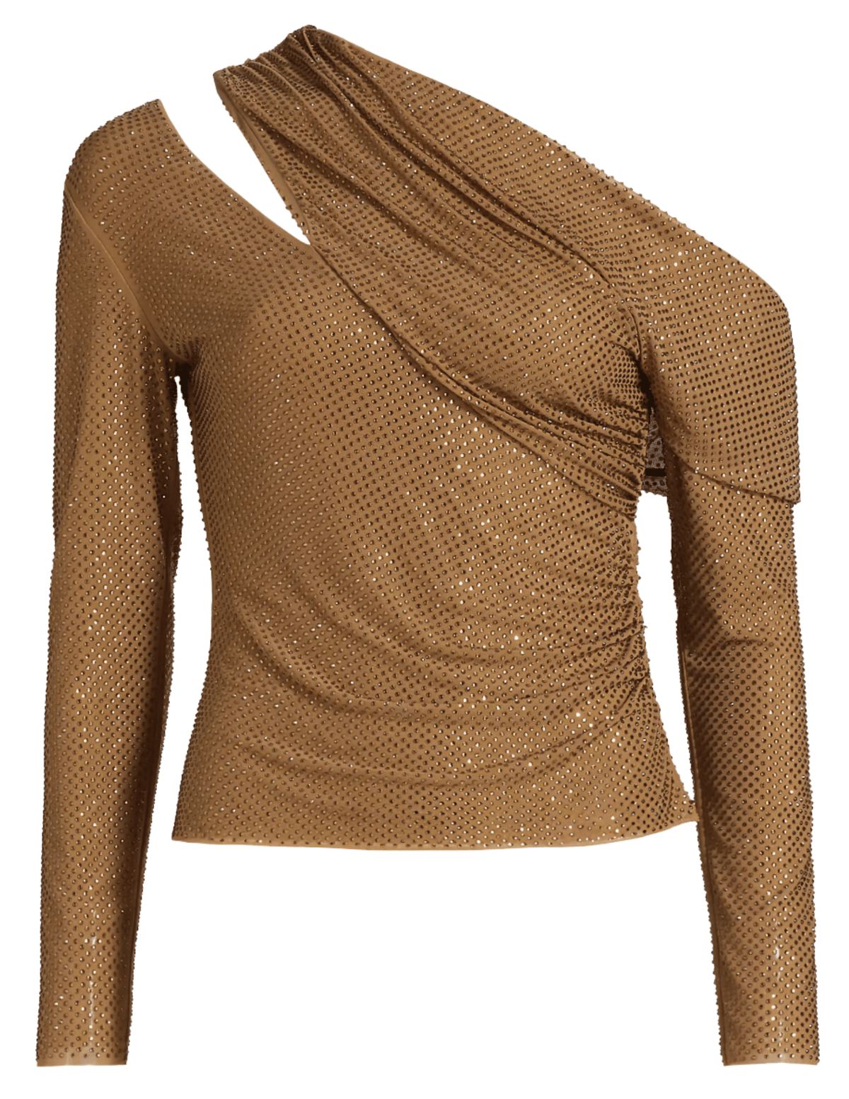 Self-Portrait Rhinestone Gathered Long Sleeve Top