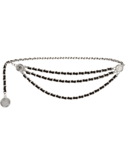 Fleur de Camélia Leather Triple Chain Belt