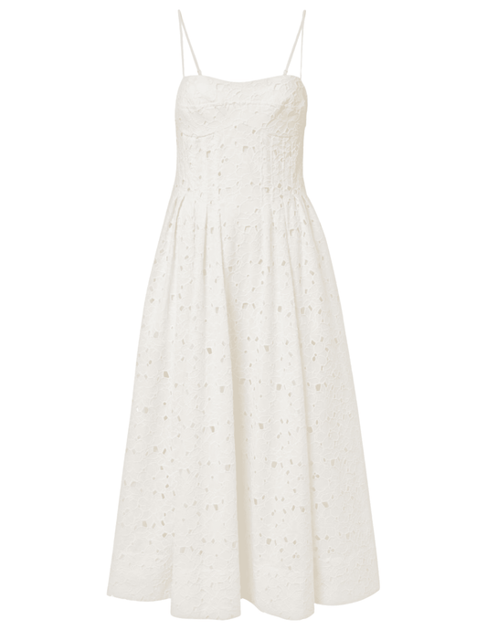 Simkhai Kittiya Eyelet Bustier Sleeveless Midi Dress