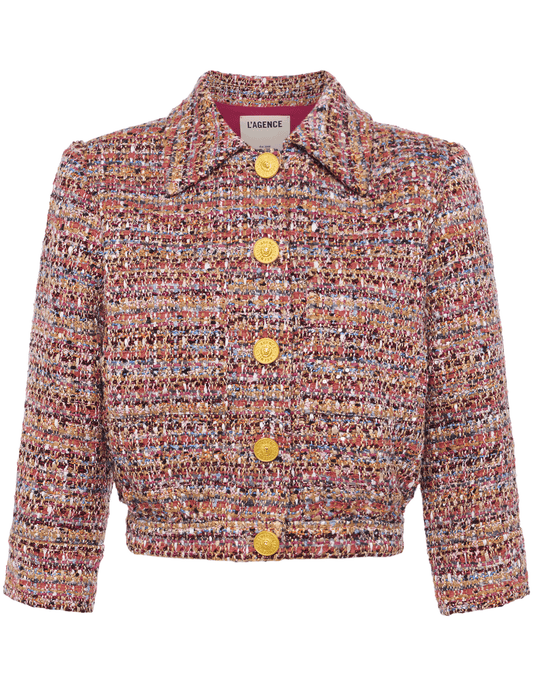 L'AGENCE Jia Three Quarter Sleeve Tweed Jacket