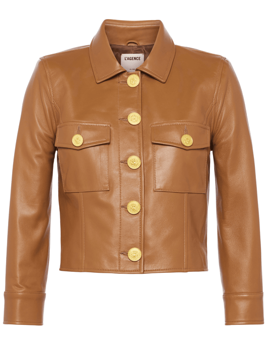 PRE-ORDER-L'AGENCE Kumi Cropped Leather Jacket