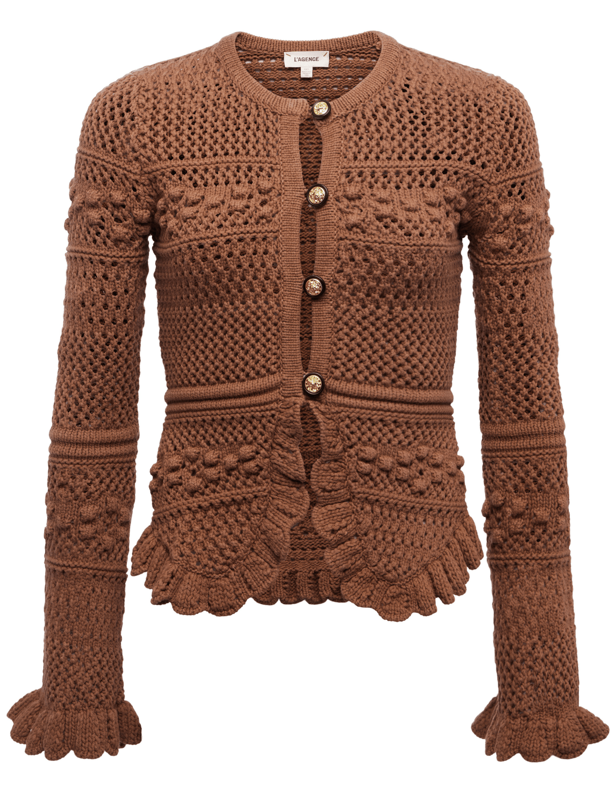 PRE-ORDER-L'AGENCE Kiva Open Stitch Ruffle Cardigan