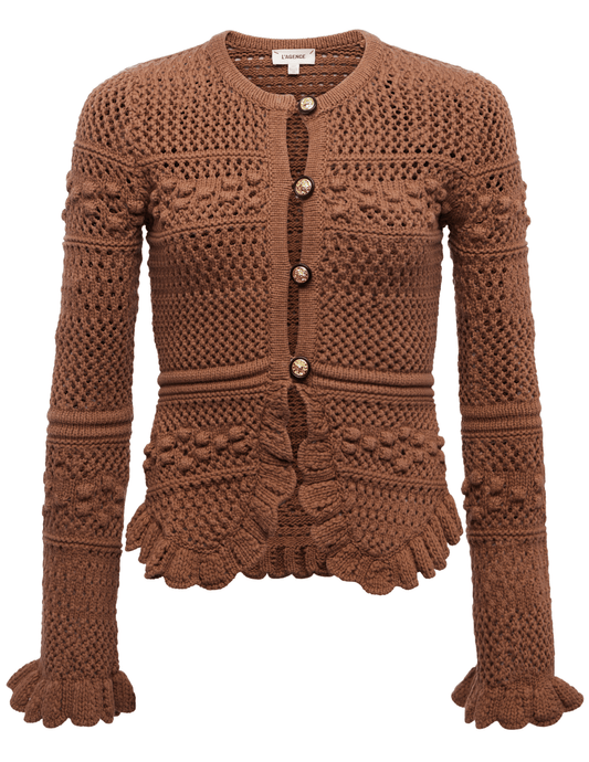 L'Agence - PRE-ORDER-L'AGENCE Kiva Open Stitch Ruffle Cardigan - Buy Online