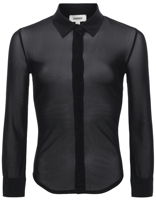 L'Agence - PRE-ORDER-L'AGENCE Indiana Mesh Three Quarter Sleeve Blouse - Buy Online