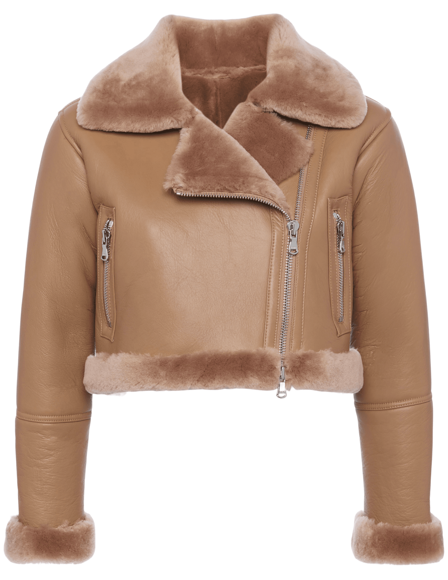 L'Agence - PRE-ORDER-L'AGENCE Pike Cropped Moto Shearling Jacket - Buy Online