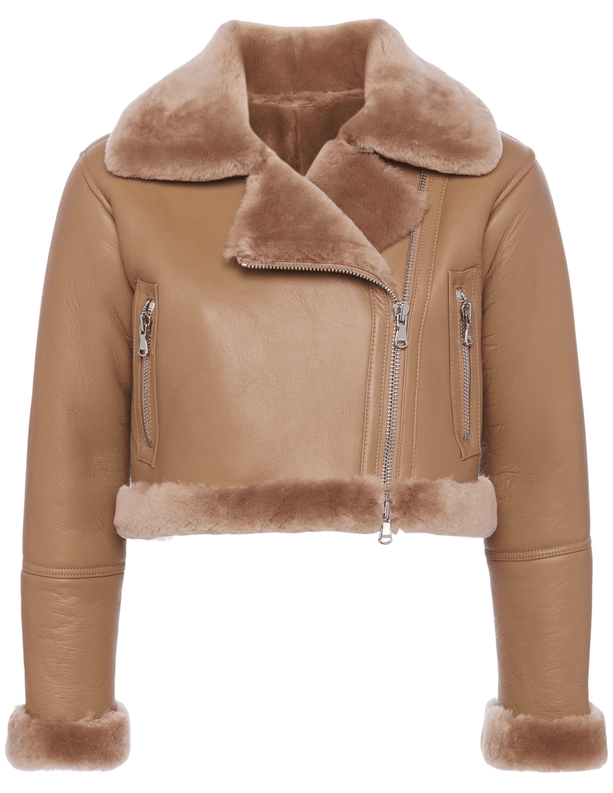 L'Agence - PRE-ORDER-L'AGENCE Pike Cropped Moto Shearling Jacket - Buy Online