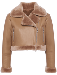 L'Agence - PRE-ORDER-L'AGENCE Pike Cropped Moto Shearling Jacket - Buy Online