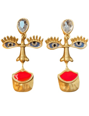 PRE-ORDER-Fleur de Camélia Abstract Face and Eyes Earrings