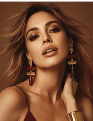 Austin Blaze - Austin Blaze Chelsea Abstract Dangle Earrings– Gold & Burgundy - Buy Online
