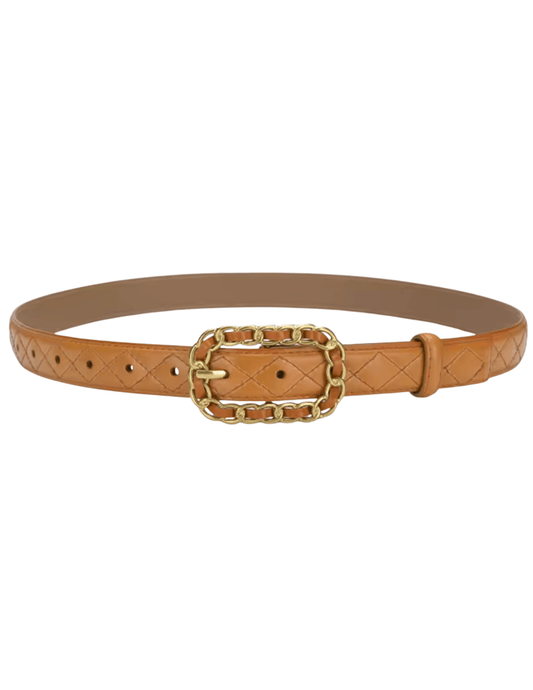 Fleur de Camélia - PRE-ORDER-Fleur de Camélia Kimmy Quilted Leather Chain Buckle Belt - Buy Online