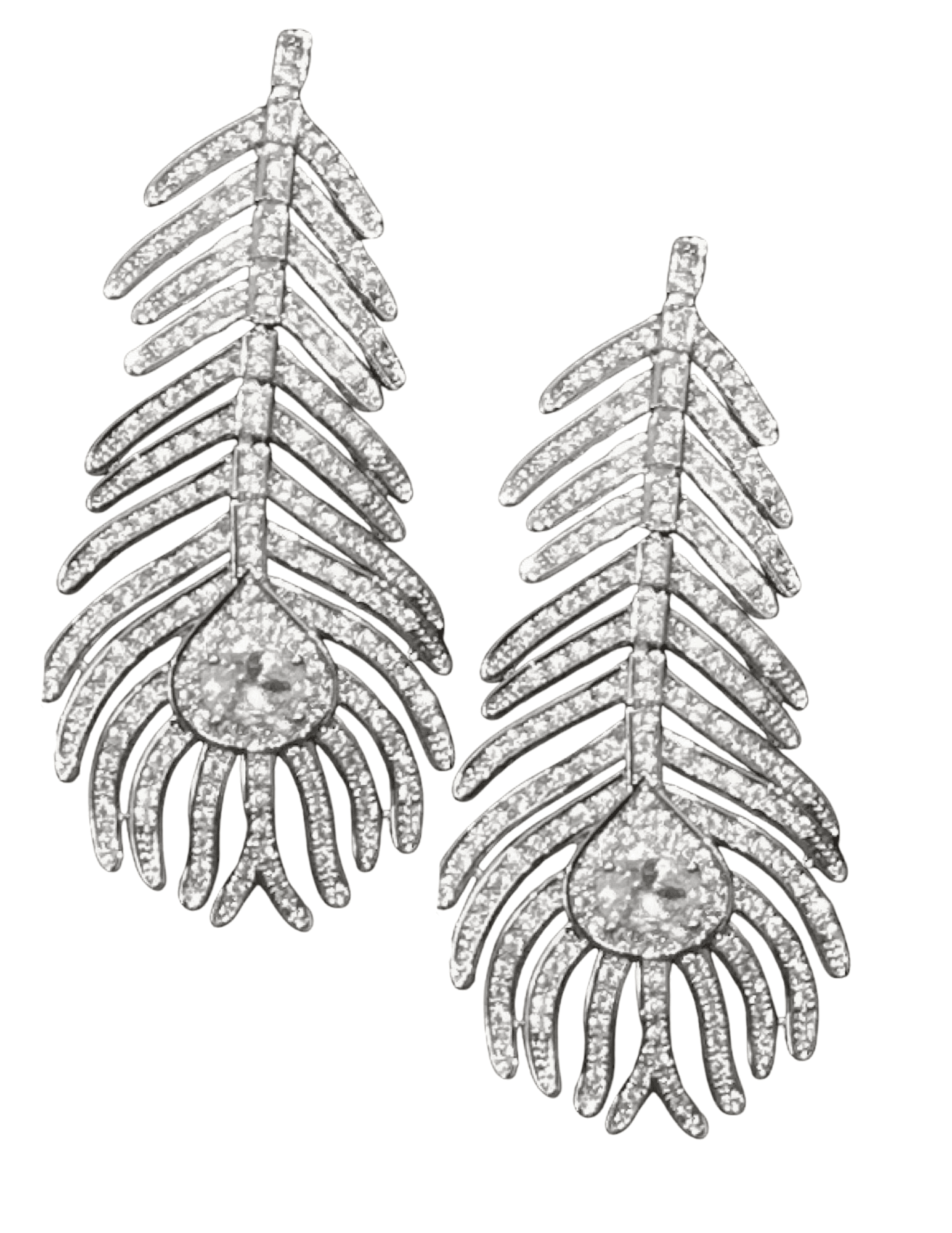 Austin Blaze - Austin Blaze Embellished Peacock Feather Dangle Earrings - Buy Online