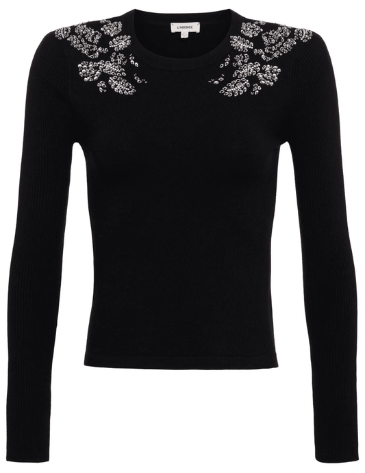 L'Agence Imaan Crystal Crew Neck Sweater