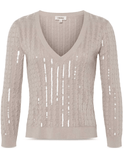 L'Agence Trinity Sequin Cable Knit Pullover