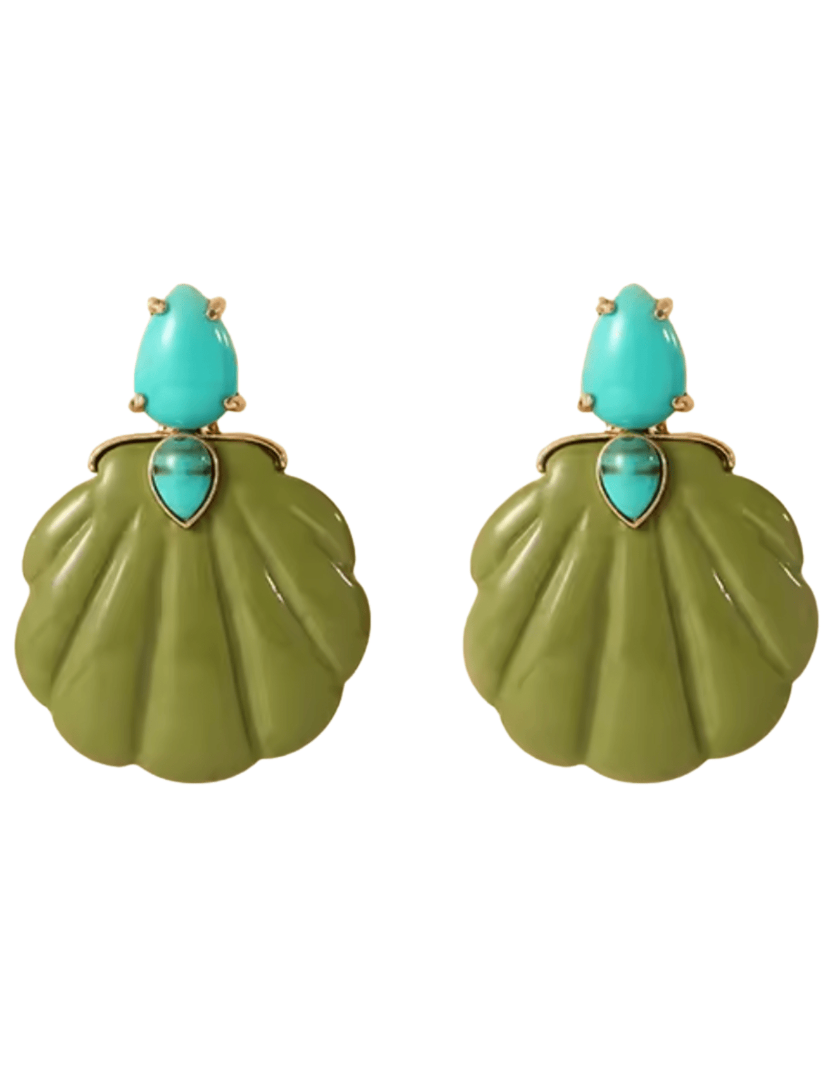 St Barths Adrina turquoise seashell earrings green