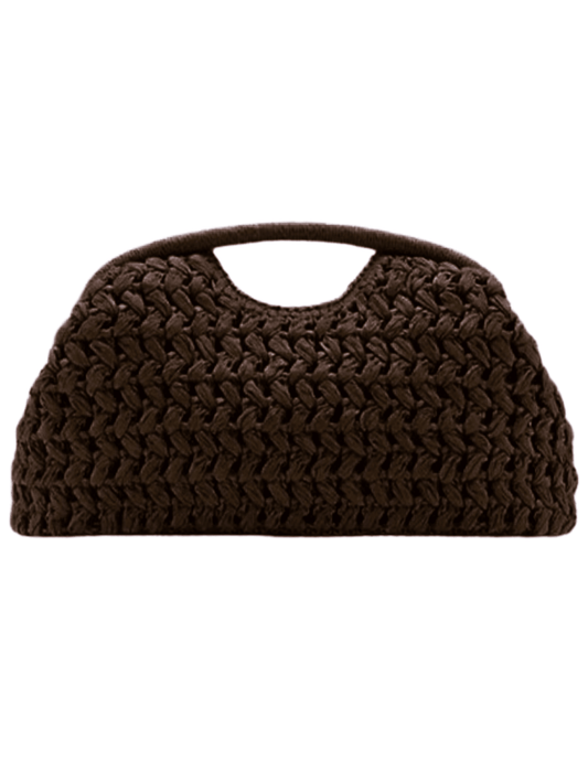 St. Barths La Robe Allison Straw Pouch Clutch in Espresso