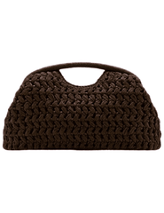 St. Barths La Robe Allison Straw Pouch Clutch in Espresso
