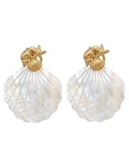 St Barths Ariana pearly seashell earrings ivory gold