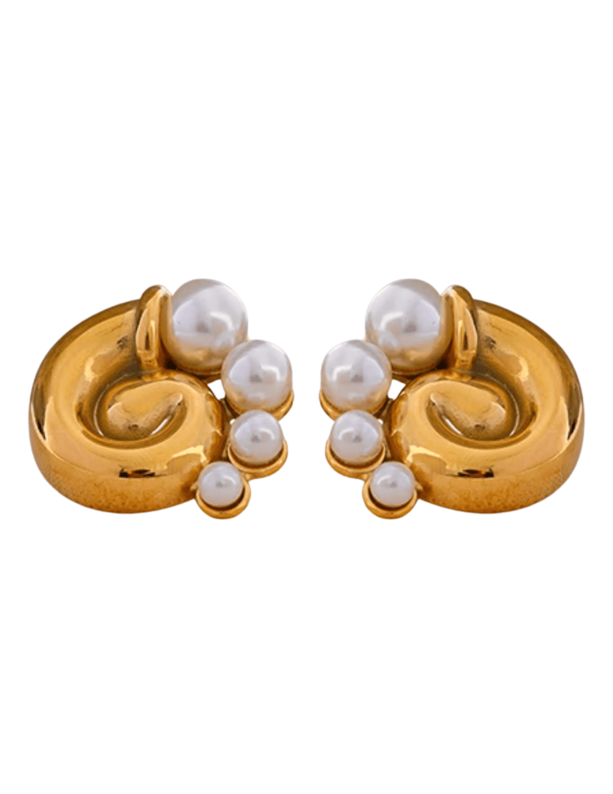 St Barths Christine shell earrings in gold with faux pearl details