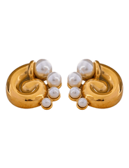 St Barths Christine shell earrings in gold with faux pearl details